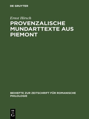 cover image of Provenzalische Mundarttexte aus Piemont